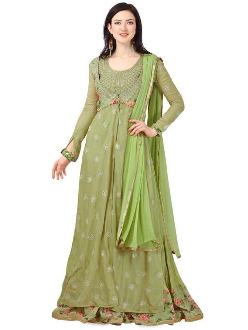 embroidered semi-stitched suit - 16923618 - Very Small Image - 1