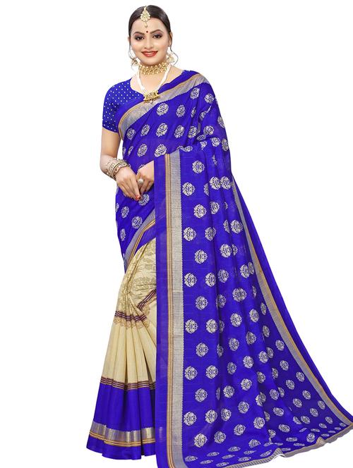 foil print bhagalpuri saree with blouse - 16923959 - Very Small Image - 1