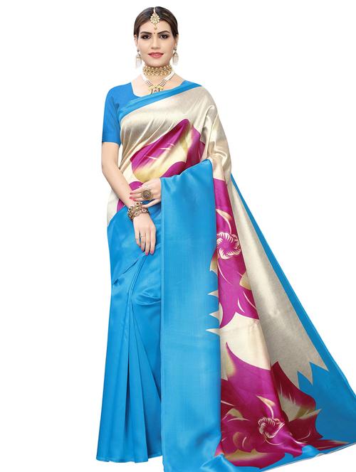 floral half & half saree with blouse - 16923980 - Very Small Image - 1