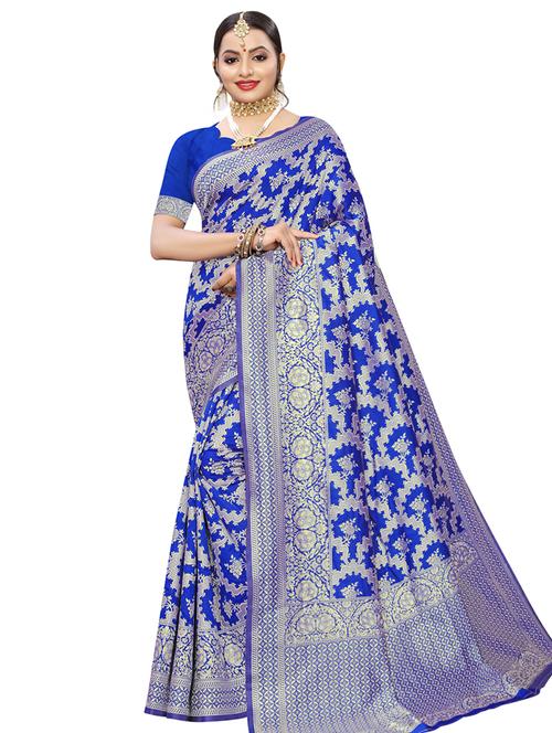 floral banarasi saree with blouse - 16923985 - Very Small Image - 1