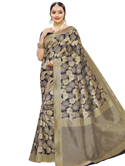 floral banarasi saree with blouse - 16923986 - Very Small Image - 1