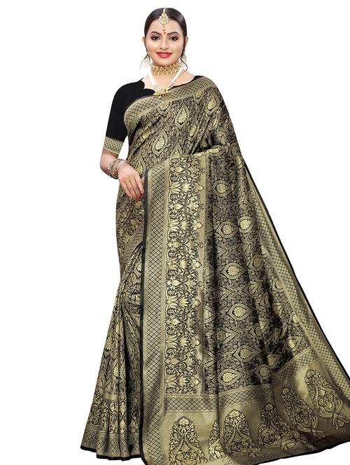 floral banarasi saree with blouse - 16923988 - Very Small Image - 1