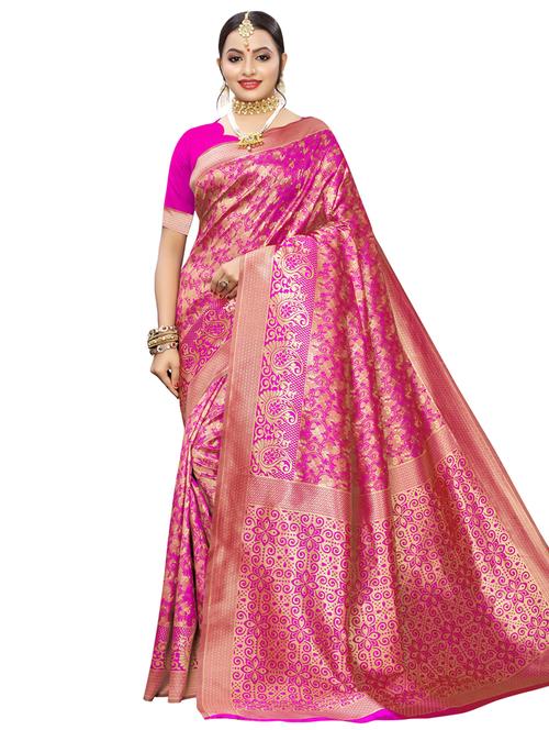 floral banarasi saree with blouse - 16923989 - Very Small Image - 1
