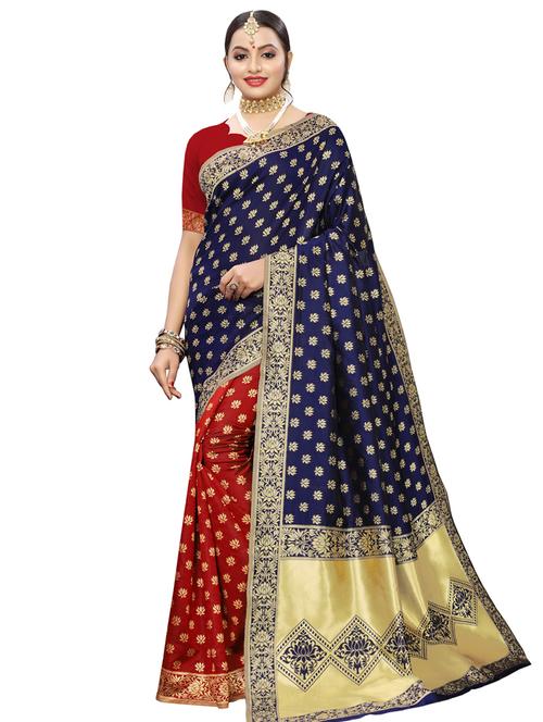 floral banarasi saree with blouse - 16923993 - Very Small Image - 1