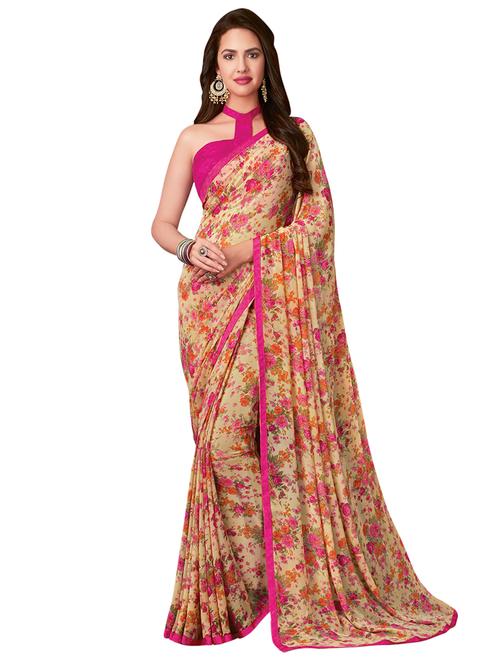 floral printed saree with blouse - 16924008 - Very Small Image - 1
