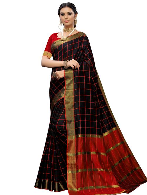 checkered woven saree with blouse - 16924028 - Very Small Image - 1