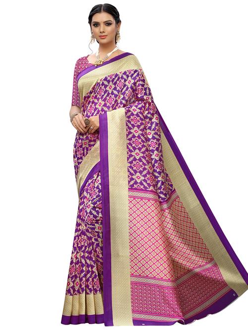 floral printed saree with blouse - 16924044 - Very Small Image - 1