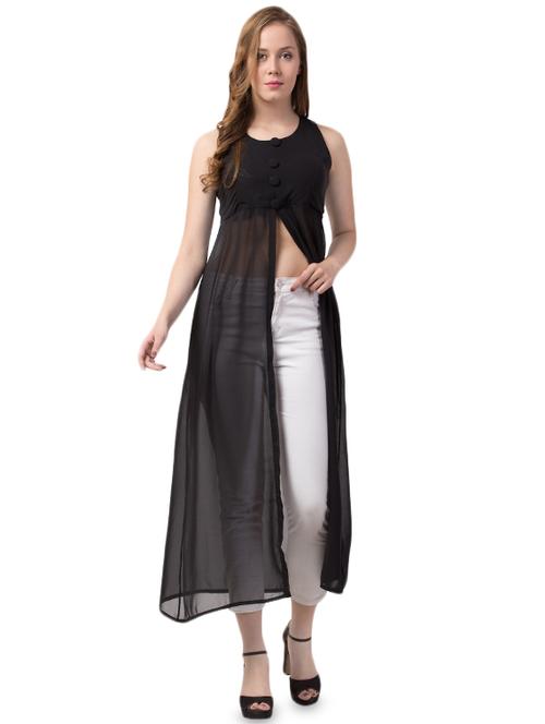 front slit tie back sheer tunic - 16924393 - Very Small Image - 1
