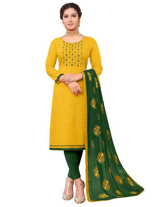 embroidered churidaar unstitched suit - 16924578 - Very Small Image - 1