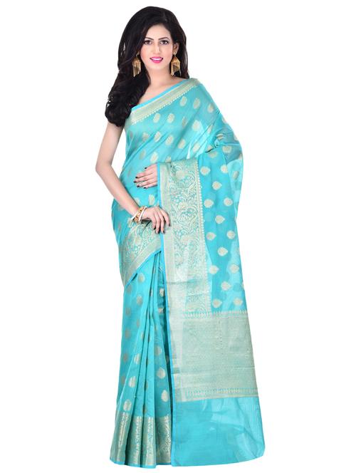 ethnic motif banarasi saree with blouse - 16924639 - Very Small Image - 1