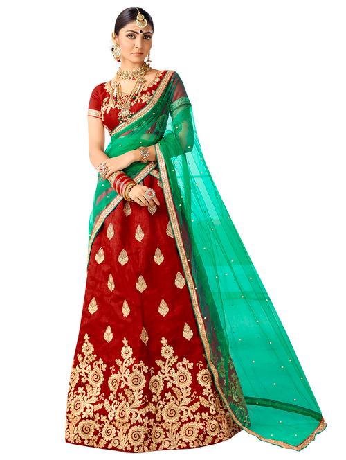 embroidered a-line lehenga - 16924717 - Very Small Image - 1