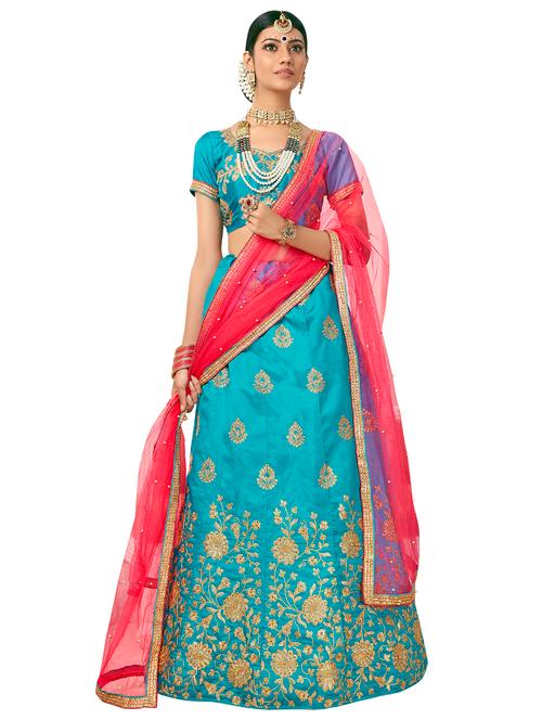 embroidered a-line lehenga - 16924718 - Very Small Image - 1