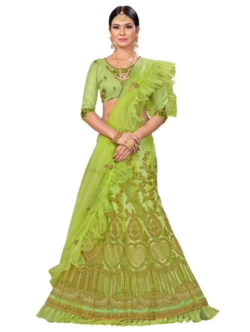 embroidered a-line lehenga - 16924728 - Very Small Image - 1