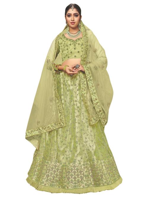 embroidered a-line lehenga - 16924734 - Very Small Image - 1
