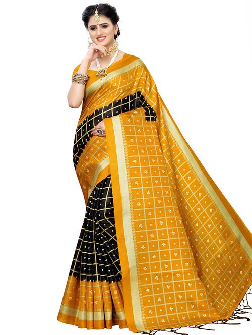 checkered printed saree with blouse - 16924827 - Very Small Image - 1