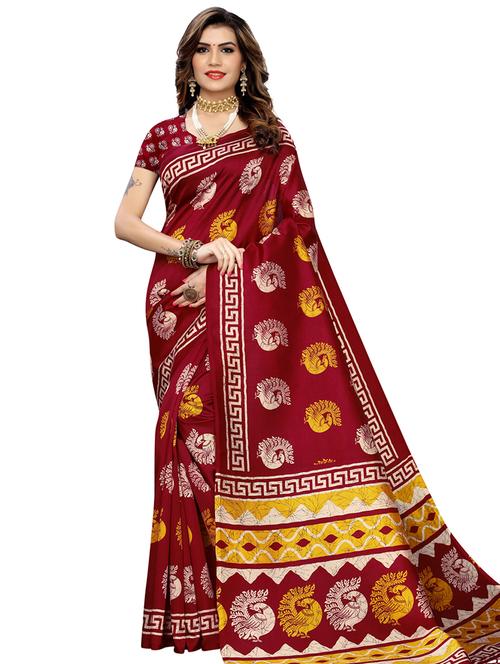 conversational printed saree with blouse - 16924838 - Very Small Image - 1