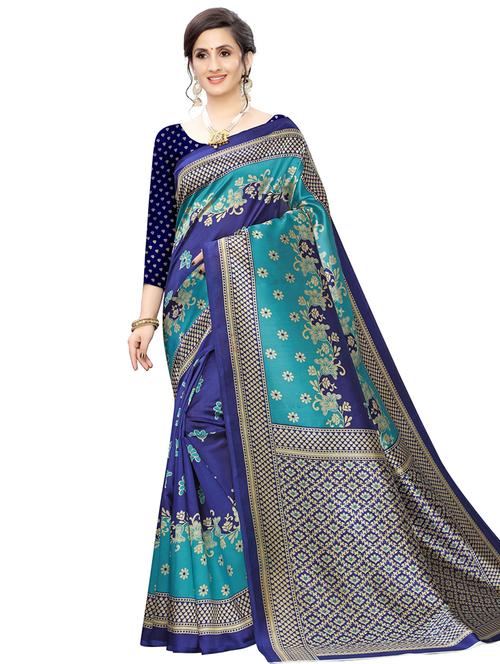 floral printed saree with blouse - 16924840 - Very Small Image - 1