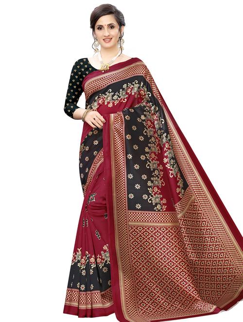 floral printed saree with blouse - 16924841 - Very Small Image - 1