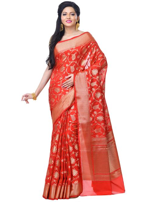 floral banarasi saree with blouse - 16925027 - Very Small Image - 1