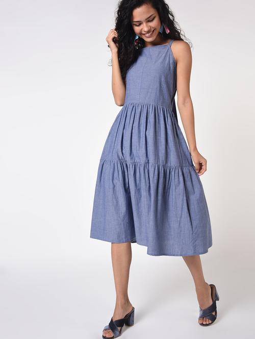 tie back gathered flared dress - 16925052 - Very Small Image - 1