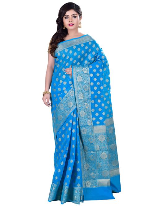 self design banarasi saree with blouse - 16925060 - Very Small Image - 1