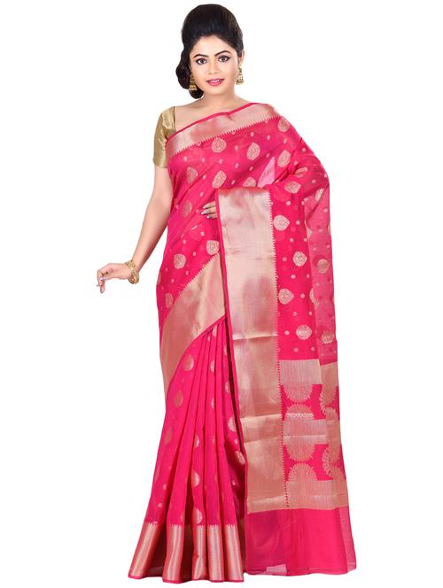 self design banarasi saree with blouse - 16925065 - Very Small Image - 1