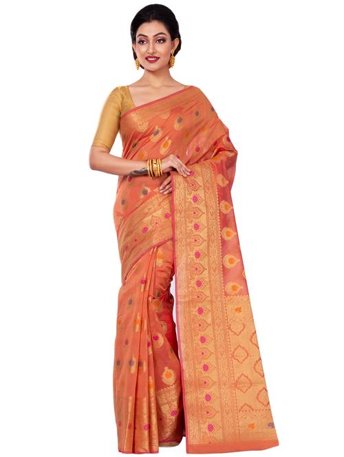 self design banarasi saree with blouse - 16925324 - Very Small Image - 1