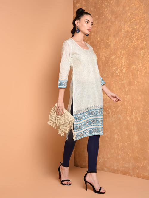 floral straight kurta - 16925401 - Very Small Image - 1