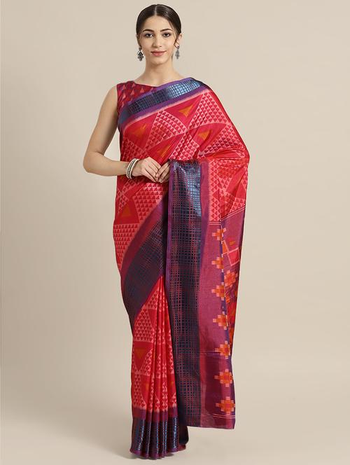 geometrical printed saree with blouse - 16925424 - Very Small Image - 1