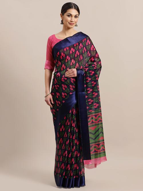 ethnic motif printed saree with blouse - 16925433 - Very Small Image - 1