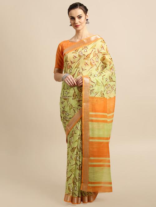 conversational bordered saree with blouse - 16925449 - Very Small Image - 1
