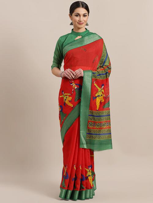 conversational printed saree with blouse - 16925453 - Very Small Image - 1