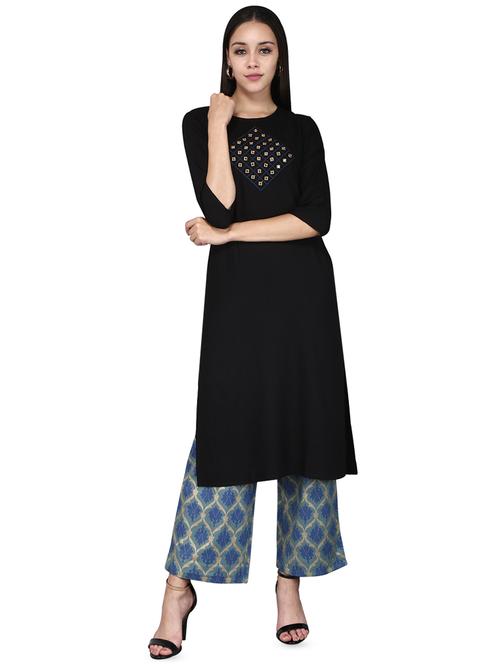 mirror work straight kurta - 16925542 - Very Small Image - 1