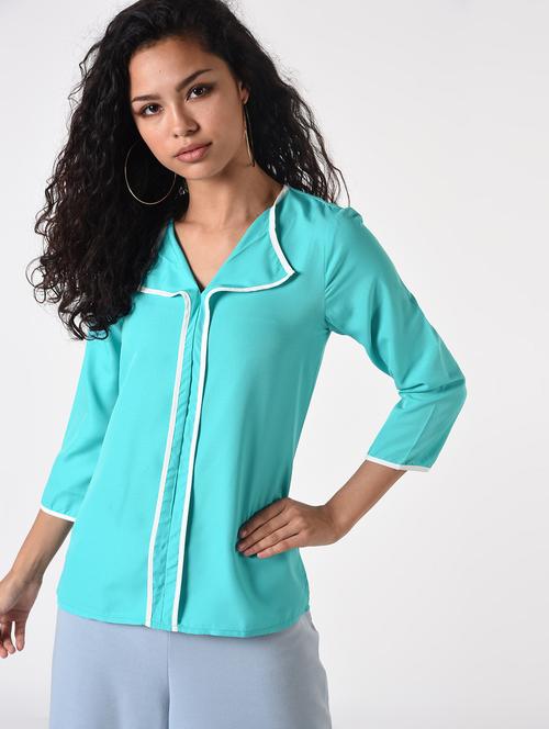 contrast tape conceal placket top - 16926044 - Very Small Image - 1