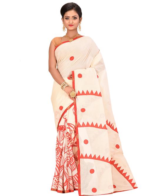polka dot printed saree with blouse - 16926060 - Very Small Image - 1