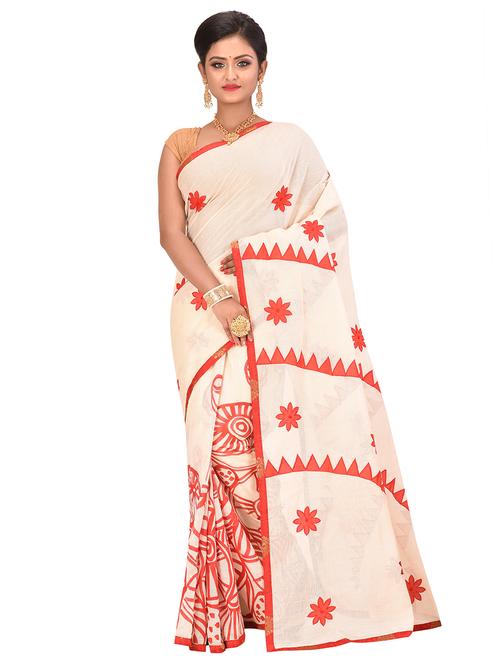 floral printed saree with blouse - 16926061 - Very Small Image - 1