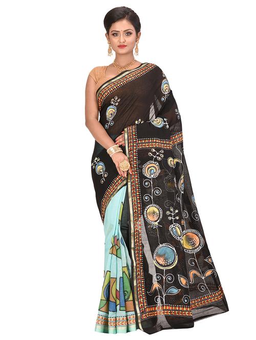 half & half printed saree with blouse - 16926063 - Very Small Image - 1