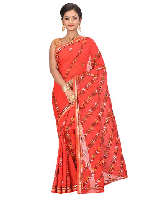 floral embroidered saree with blouse - 16926065 - Very Small Image - 1