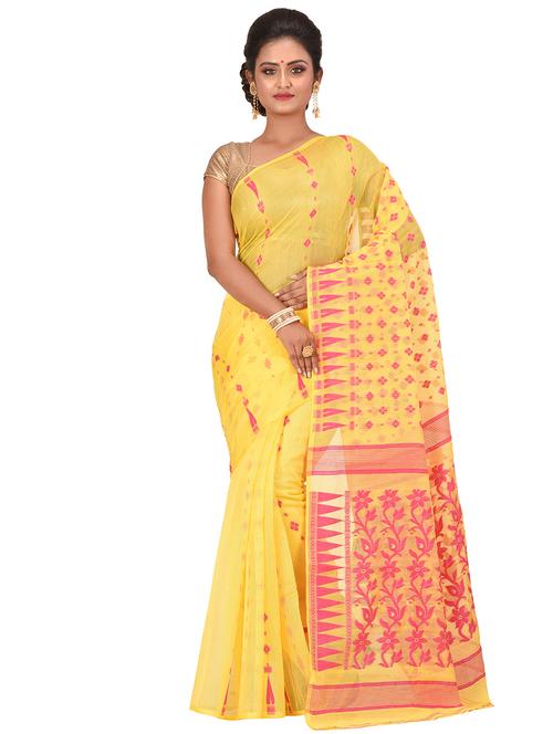 women's self design mellow yellow colored saree - 16926133 - Very Small Image - 1