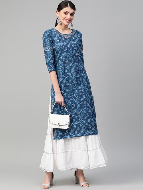 indigo kurta skirt set - 16926609 - Very Small Image - 1