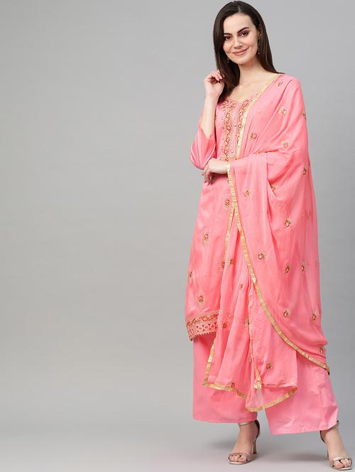 embroidered kurta palazzo set - 16926614 - Very Small Image - 1