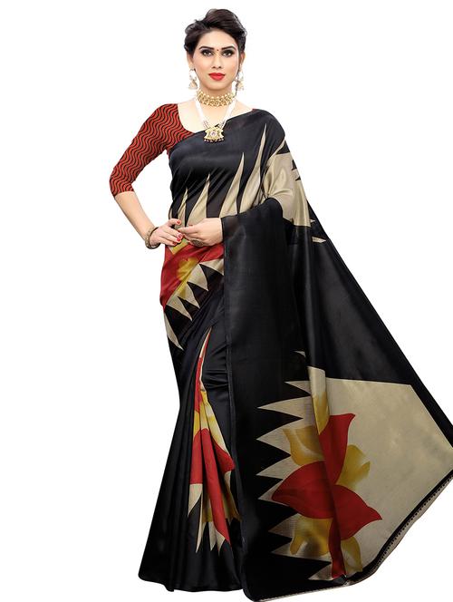 floral printed saree with blouse - 16927332 - Very Small Image - 1