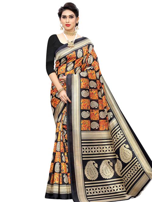paisley printed saree with blouse - 16927336 - Very Small Image - 1
