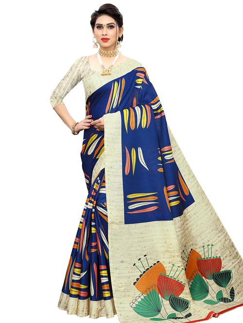 printed bordered saree with blouse - 16927345 - Very Small Image - 1