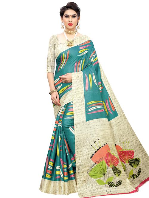 printed bordered saree with blouse - 16927346 - Very Small Image - 1