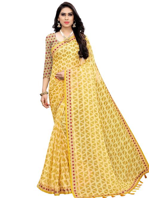 geometric printed saree with blouse - 16927348 - Very Small Image - 1