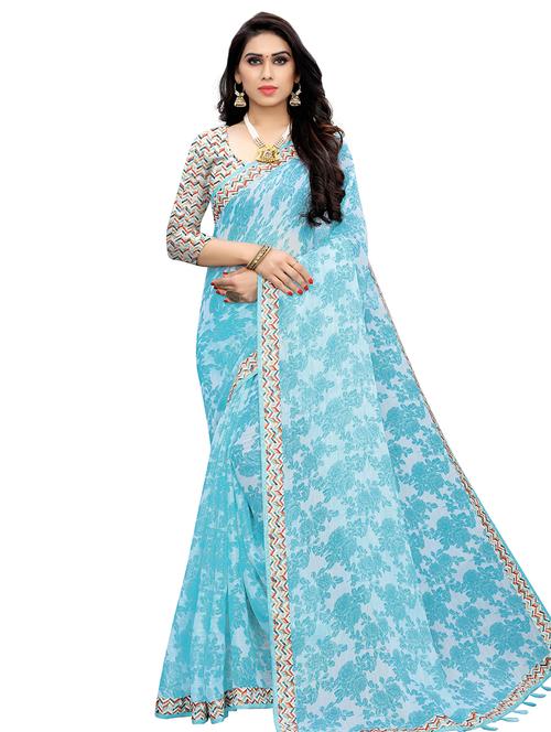 floral printed saree with blouse - 16927353 - Very Small Image - 1