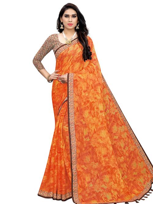 abstract printed saree with blouse - 16927354 - Very Small Image - 1