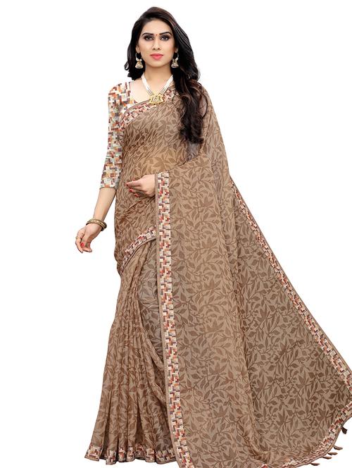 floral printed saree with blouse - 16927358 - Very Small Image - 1