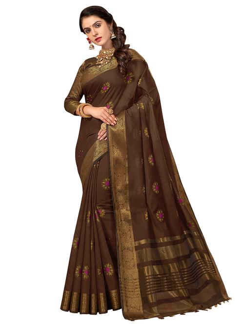 floral kanjivaram saree with blouse - 16927401 - Very Small Image - 1